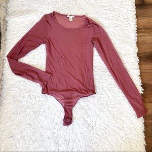Bozollo sheer maroon body suit, small